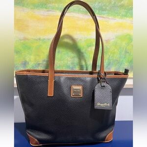 Dooney & Bourke Positively Peppercorn Bag Purse Black Tan Leather AWL Vintage